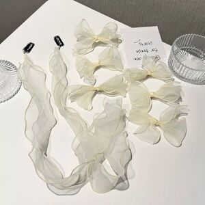 Hair Ribbon & Bow Set Clips- 8 Piece